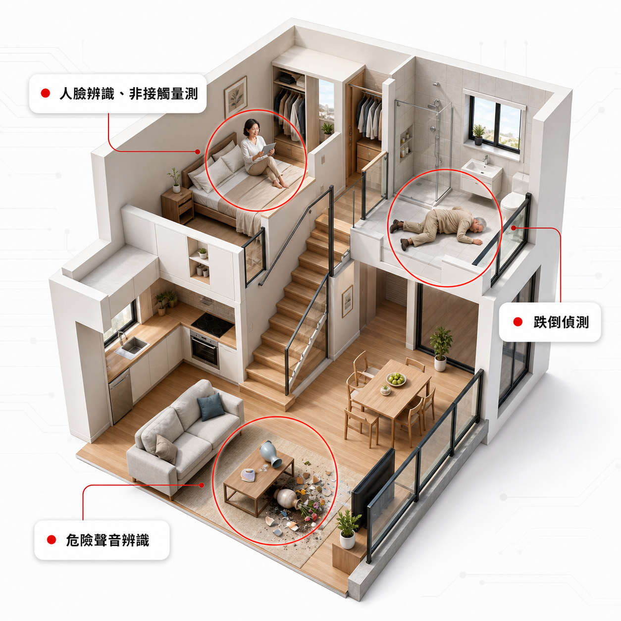 AI 全方位居家守護 — 透視家居場景：人臉辨識、跌倒偵測、危險聲音辨識三大情境